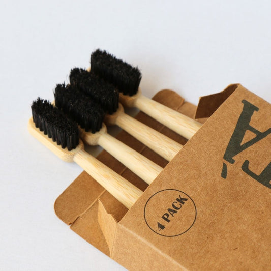 Horse Bristle and Bamboo Handle Toothbrush (4 Pack)