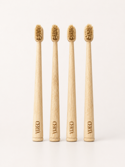 Kids Boar Bristle and Bamboo Handle Toothbrush
