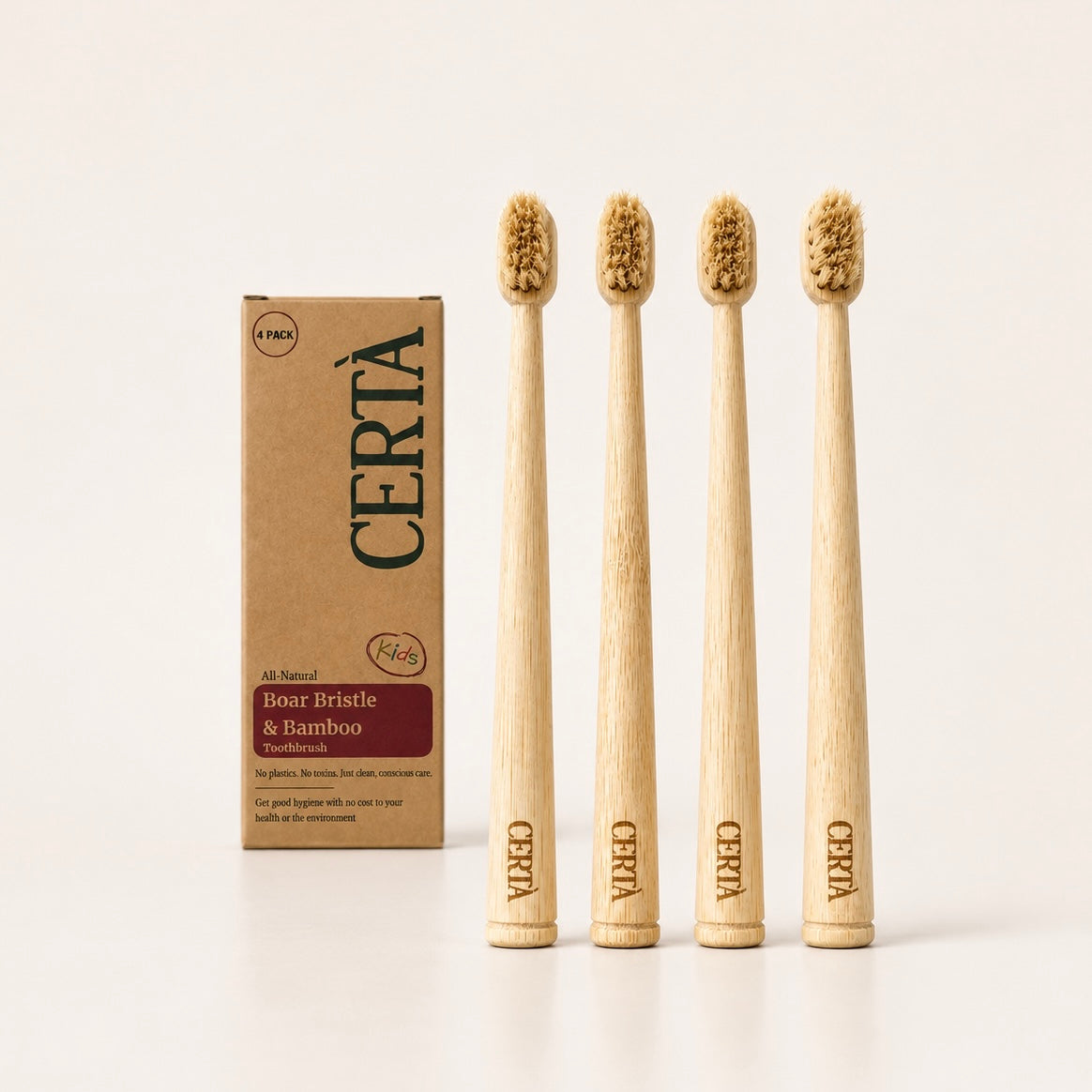 Kids Boar Bristle and Bamboo Handle Toothbrush